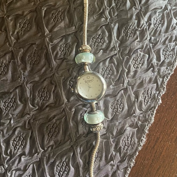 NWOT Caravelle by Bulova Charm Watch -adjustable bracelet. Glass & crystal beads - Picture 2 of 7